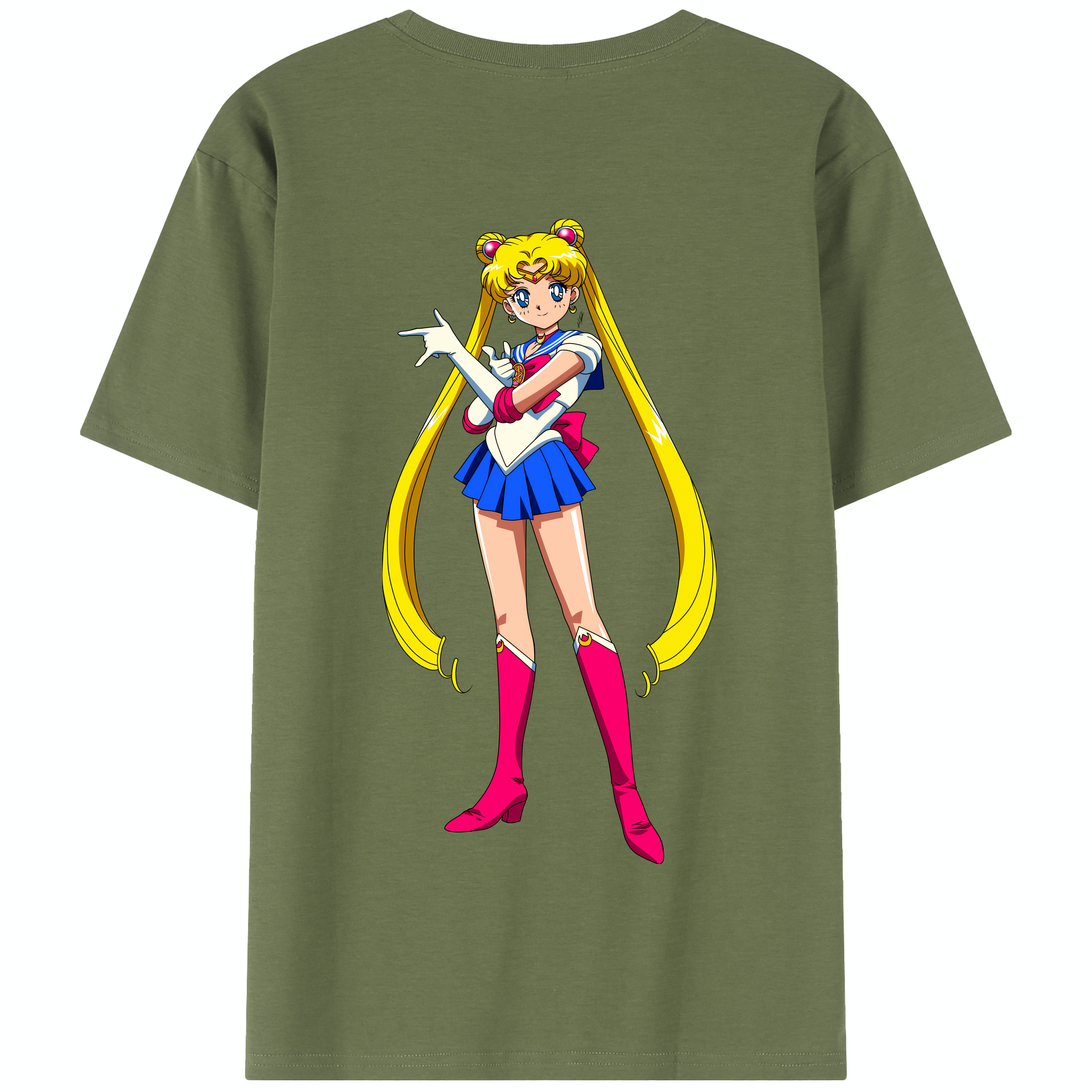 （画像用） 美少女戦士セーラームーン 月野 うさぎ つきの うさぎ Sailor Moon Tsukino Usagi 綿100％半袖Tシャツ（背面プリント）